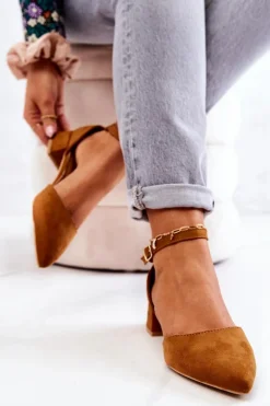 Zamszowe Czółenka W Szpic Camel Calliope