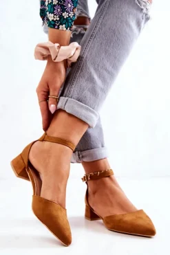 Zamszowe Czółenka W Szpic Camel Calliope