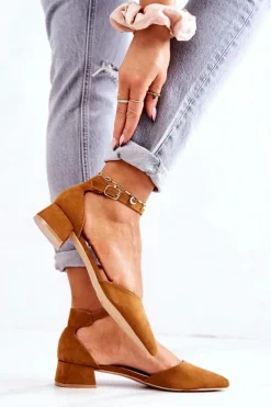 Zamszowe Czółenka W Szpic Camel Calliope