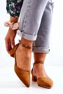 Zamszowe Czółenka W Szpic Camel Calliope