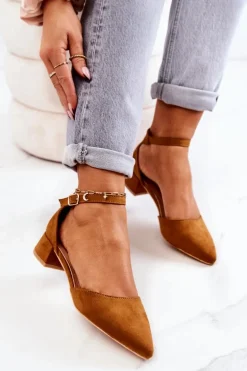 Zamszowe Czółenka W Szpic Camel Calliope