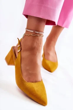 Zamszowe Czółenka W Szpic Żółte Ashley