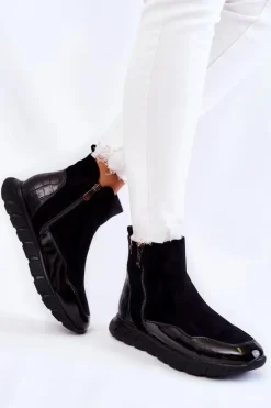 Zamszowe Damskie Botki Sneakersy Vinceza 23-10789 Czarne