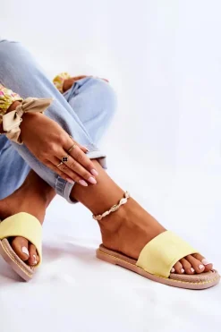 Zamszowe Damskie Klapki Żółte Sunset