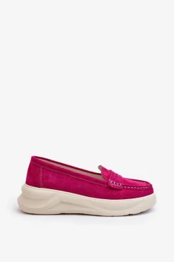 Zamszowe Damskie Mokasyny Fuksja Filidia