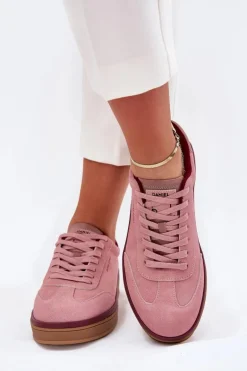 Zamszowe Damskie Sneakersy Daniel Lopez Just Dare SS2D4010 Różowe