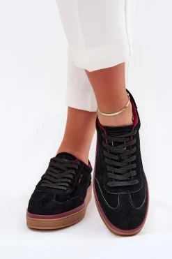 Zamszowe Damskie Sneakersy Daniel Lopez Just Dare SS2D4006 Czarne