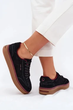 Zamszowe Damskie Sneakersy Daniel Lopez Just Dare SS2D4006 Czarne