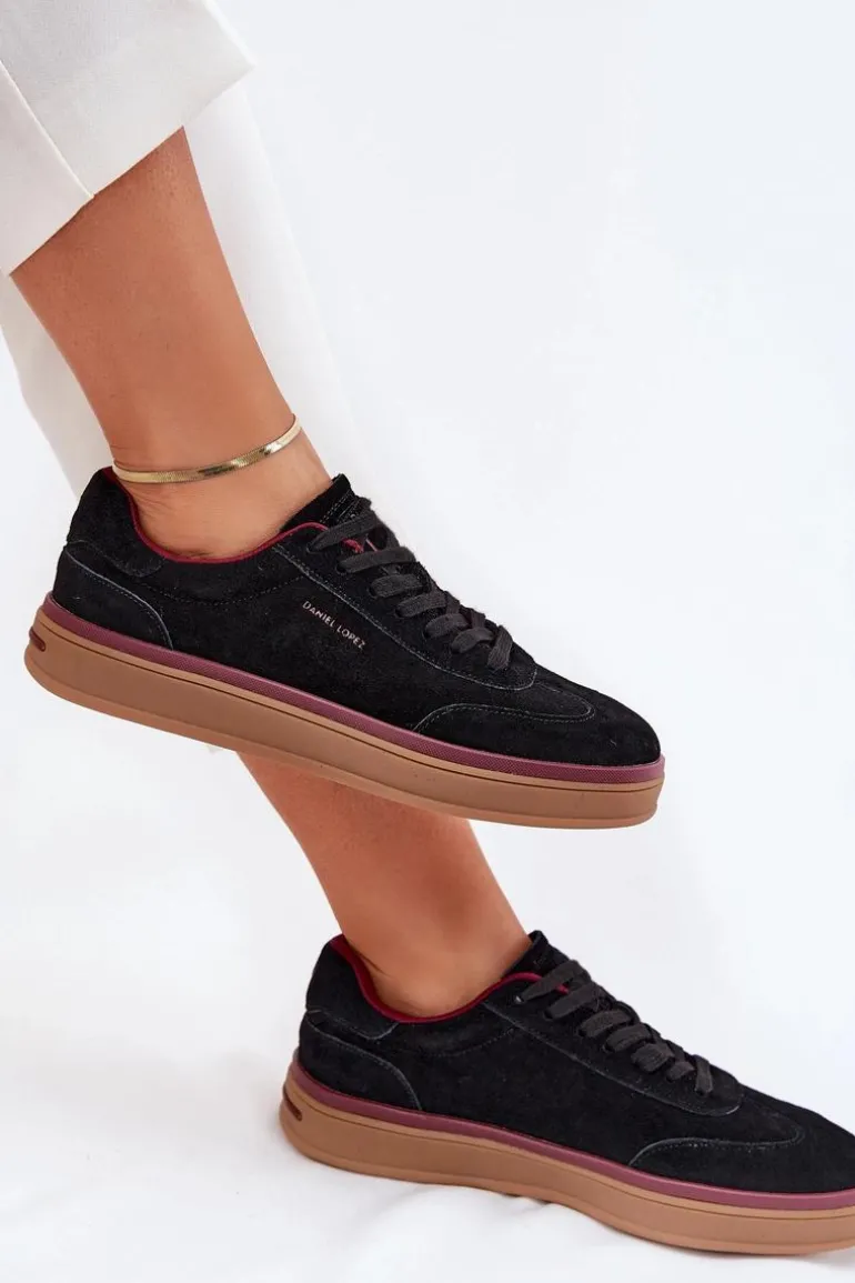 Zamszowe Damskie Sneakersy Daniel Lopez Just Dare SS2D4006 Czarne