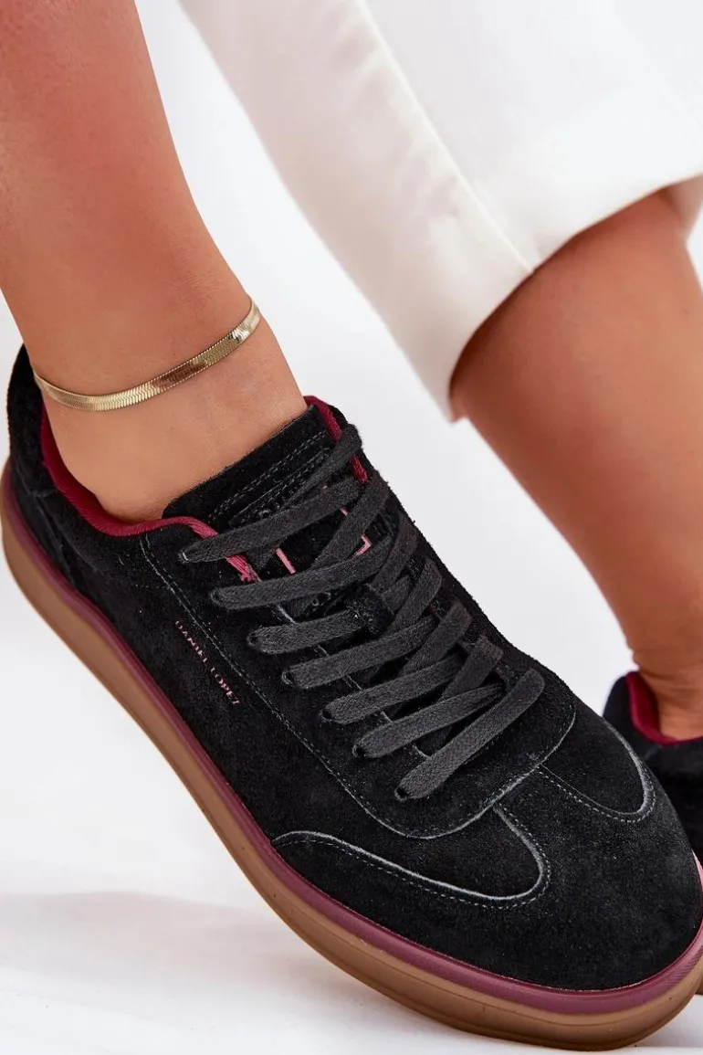 Zamszowe Damskie Sneakersy Daniel Lopez Just Dare SS2D4006 Czarne