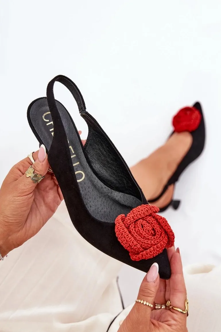 Zamszowe Eleganckie Czółenka Na Szpilce CheBello 4666 Czarne