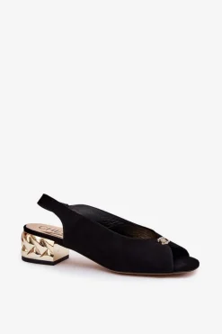 Zamszowe Eleganckie Sandały Damskie CheBello 4724 Czarne