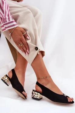 Zamszowe Eleganckie Sandały Damskie CheBello 4724 Czarne