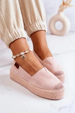 Zamszowe Espadryle Wsuwane Różowe Lesley