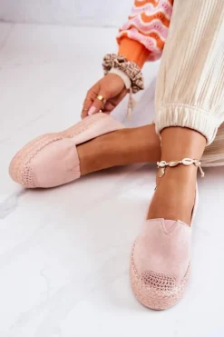 Zamszowe Espadryle Wsuwane Różowe Lesley