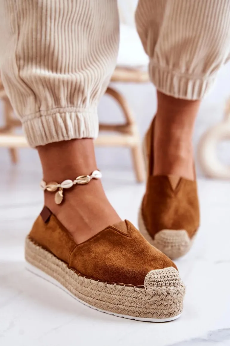 Zamszowe Espadryle Wsuwane Camel Lesley