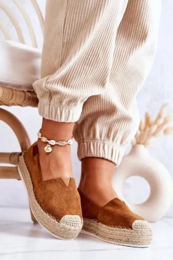 Zamszowe Espadryle Wsuwane Camel Lesley