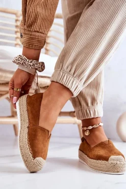 Zamszowe Espadryle Wsuwane Camel Lesley