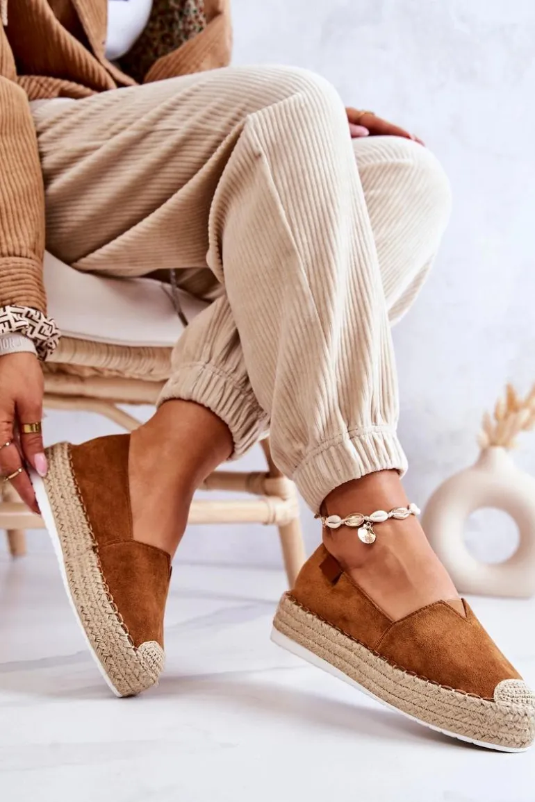 Zamszowe Espadryle Wsuwane Camel Lesley