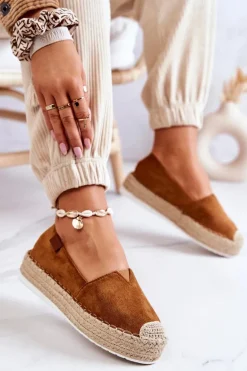 Zamszowe Espadryle Wsuwane Camel Lesley