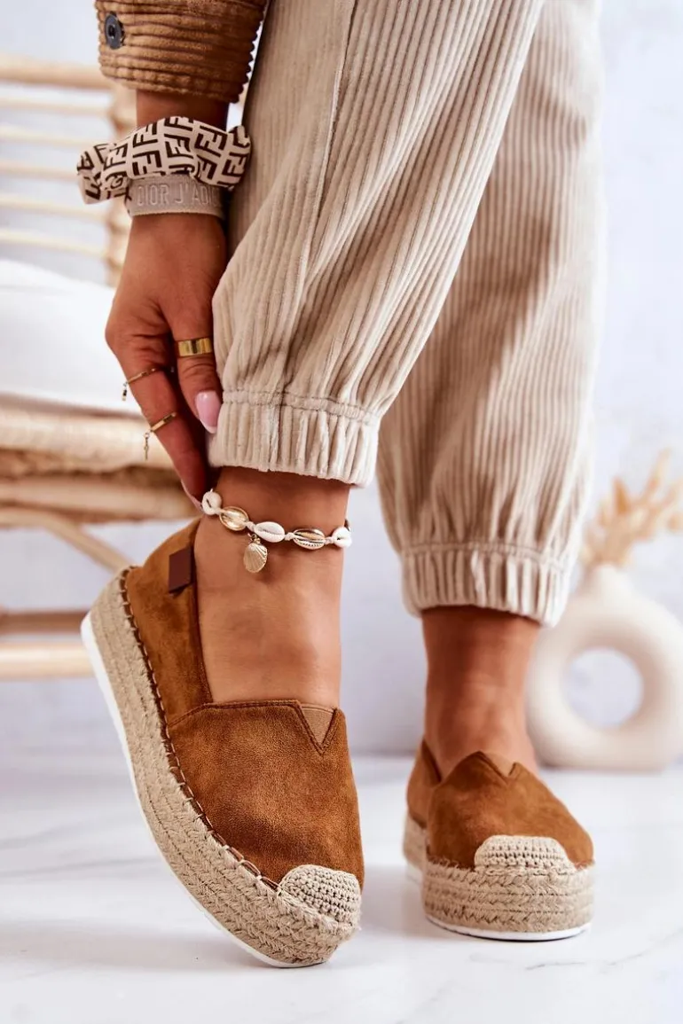 Zamszowe Espadryle Wsuwane Camel Lesley