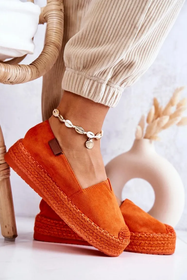 Zamszowe Espadryle Wsuwane Pomarańczowe Lesley