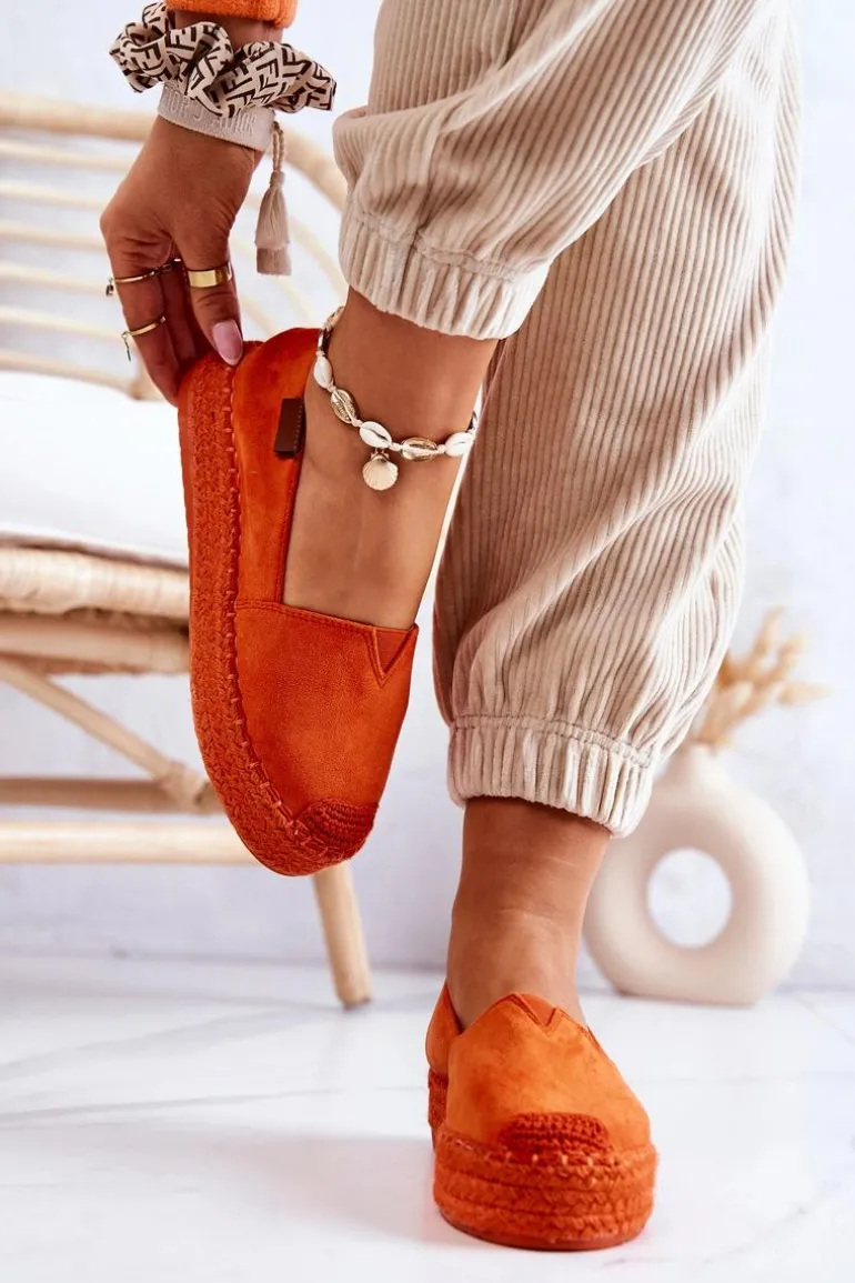 Zamszowe Espadryle Wsuwane Pomarańczowe Lesley