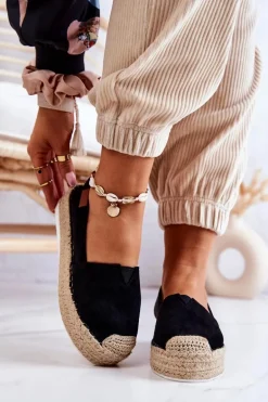 Zamszowe Espadryle Wsuwane Czarne Lesley