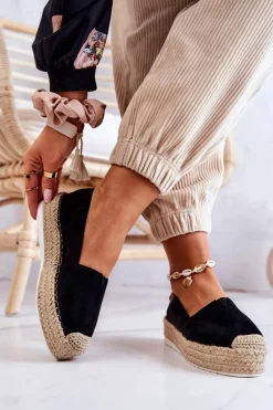 Zamszowe Espadryle Wsuwane Czarne Lesley