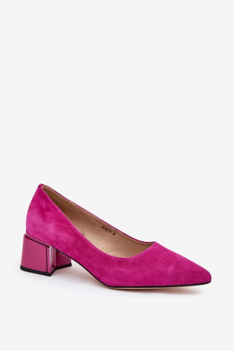 Zamszowe Gładkie Czółenka Ze Szpiczastymi Noskami Vinceza 66736 Fuksja