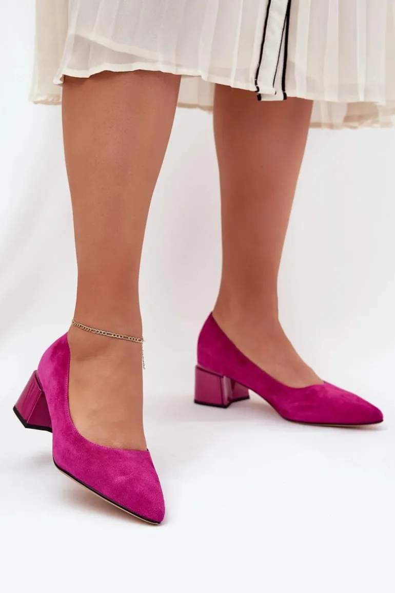 Zamszowe Gładkie Czółenka Ze Szpiczastymi Noskami Vinceza 66736 Fuksja