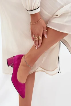 Zamszowe Gładkie Czółenka Ze Szpiczastymi Noskami Vinceza 66736 Fuksja