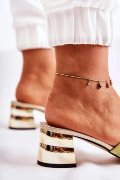 Zamszowe Klapki Damskie Na Obcasie Zielone Perry