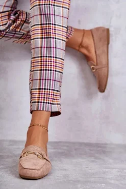 Zamszowe Klasyczne Mokasyny Ciemnobeżowe Roddie