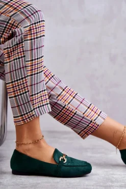 Zamszowe Klasyczne Mokasyny Zielone Roddie