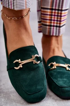 Zamszowe Klasyczne Mokasyny Zielone Roddie