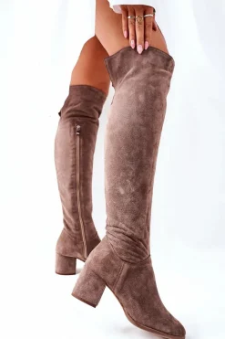 Zamszowe Kozaki Brązowe Nicole 2582