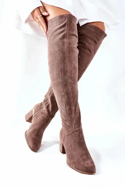 Zamszowe Kozaki Brązowe Nicole 2582