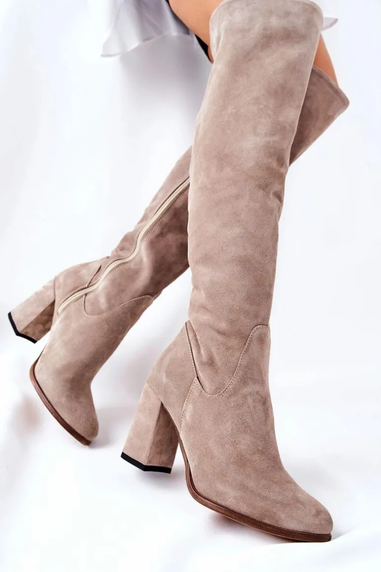 Zamszowe Kozaki Cappuccino Shernan