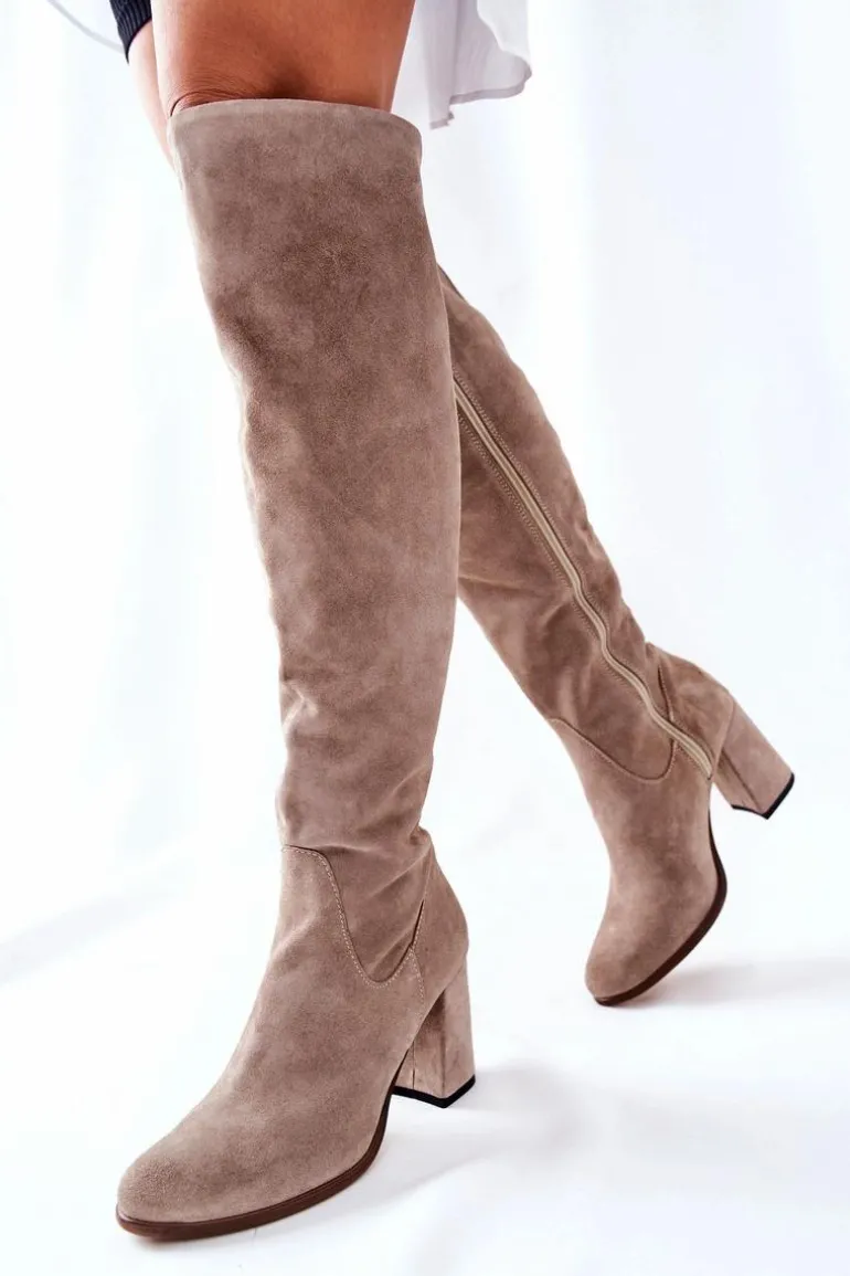 Zamszowe Kozaki Cappuccino Shernan