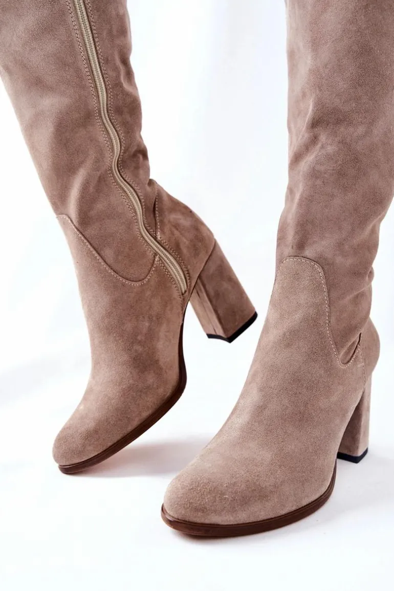 Zamszowe Kozaki Cappuccino Shernan