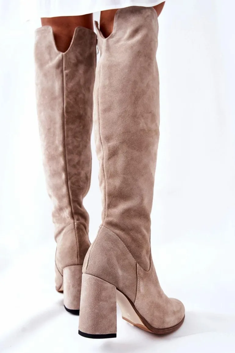 Zamszowe Kozaki Cappuccino Shernan