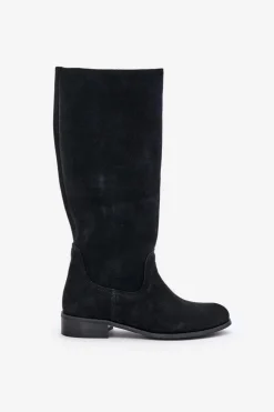 Zamszowe Kozaki Damskie Do Połowy Łydki Na Zamek Lewski 3616 Czarne