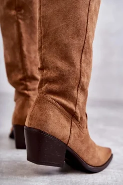 Zamszowe Kozaki Kowbojki Brązowe Casey