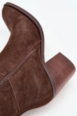 Zamszowe Kozaki Na Słupku Zamek Czekoladowe Lissara