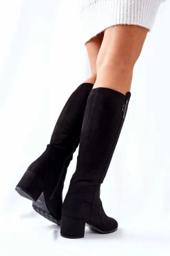 Zamszowe Kozaki Na Suwak Czarne Magnizio