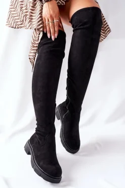 Zamszowe Kozaki Za Kolano Czarne Selina
