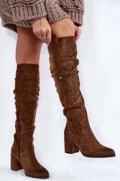 Zamszowe Kozaki Za Kolano La.Fi 270065KH-SU Ciemnobrązowe