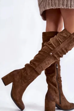 Zamszowe Kozaki Za Kolano La.Fi 270065KH-SU Ciemnobrązowe