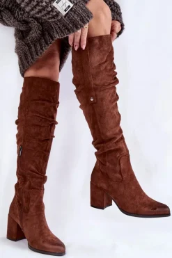 Zamszowe Kozaki Za Kolano La.Fi 270065FX-SU Brązowe